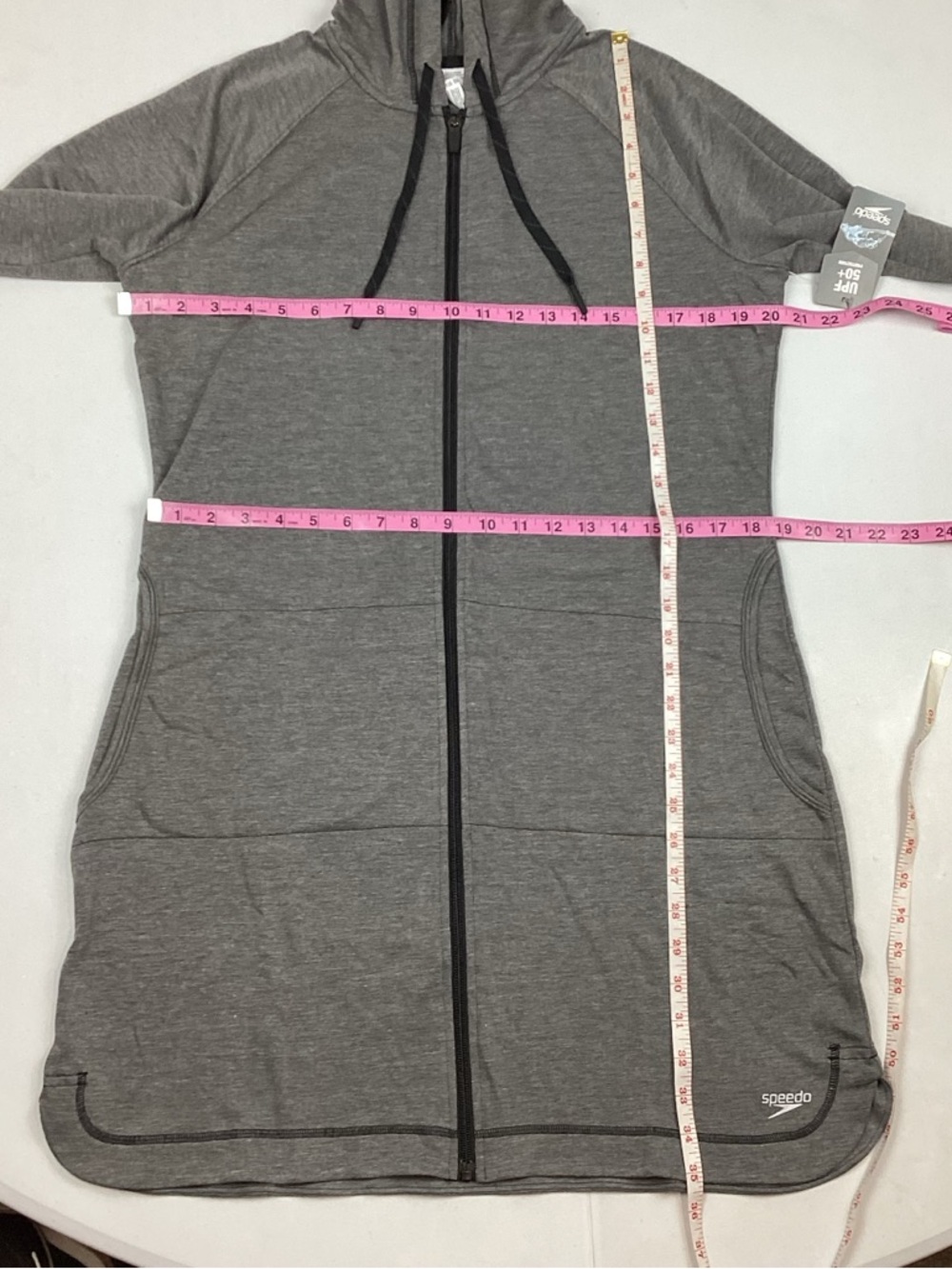 Speedo Hooded Front Zip Swim Cover Up Sun Protection Large NEW! Retail $65 - Picture 7 of 11